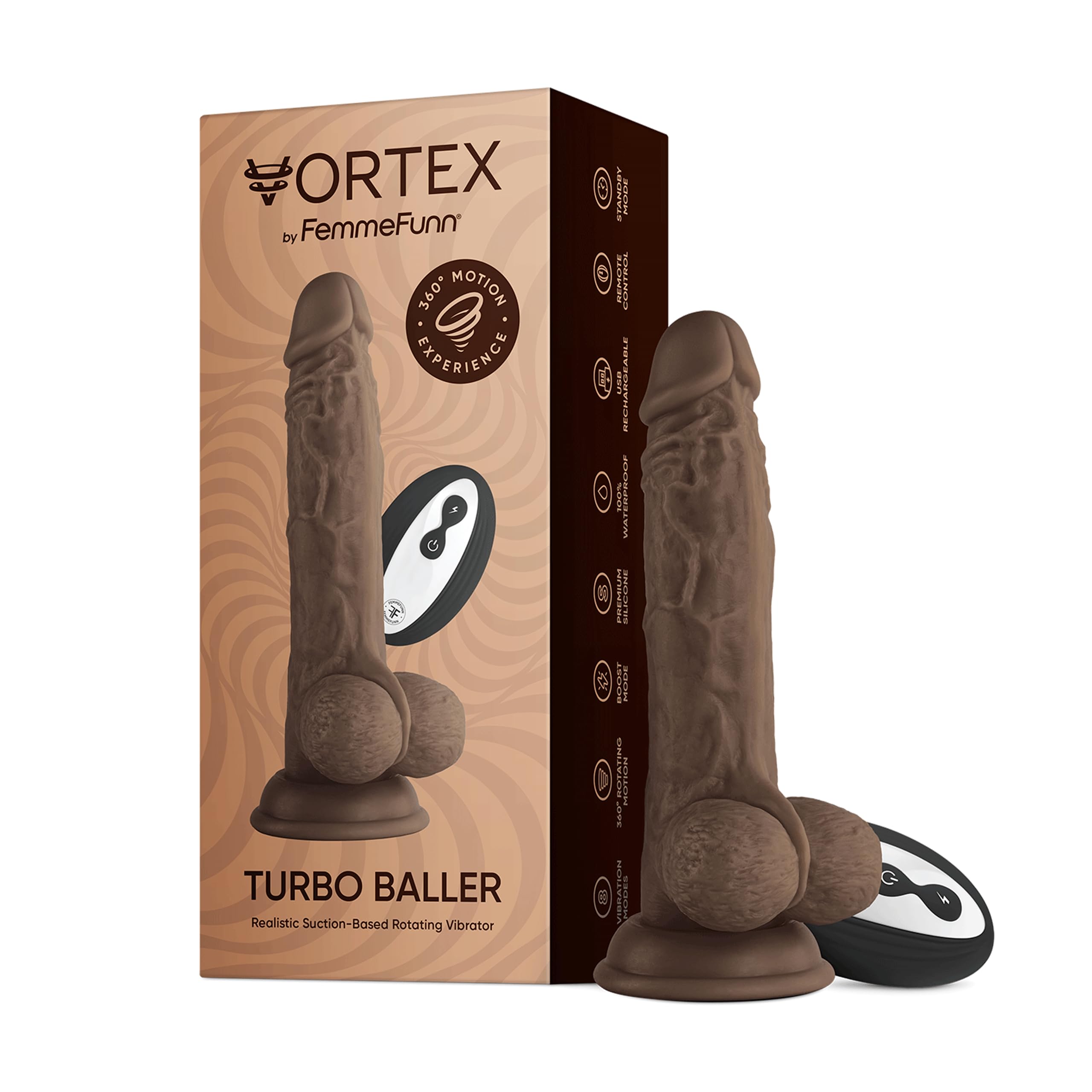 Femmefunn Wireless Turbo Baller Vibratori Brown 20,5 cm