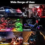 Mcbazel 4 x Wireless Remote Control LED Strobe Lights, Wireless led Light car, Ambient Light with Brightness Control, 7 Colors USB Charging LED Lights Kit for Car, Motorcycle, Bike