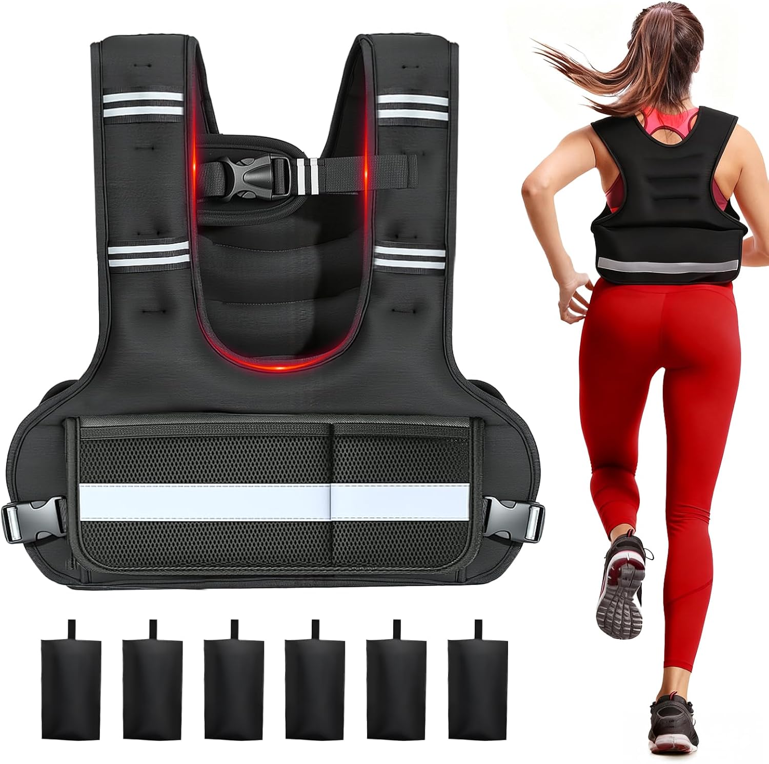 Weighted Vest for Women & Men with U-Shaped Breathable Design, Adjustable Weights 8–18lbs for Walking, Running, Rucking – Strength Training Weighted Vest with Adjustable Straps and Large Phone Pocket