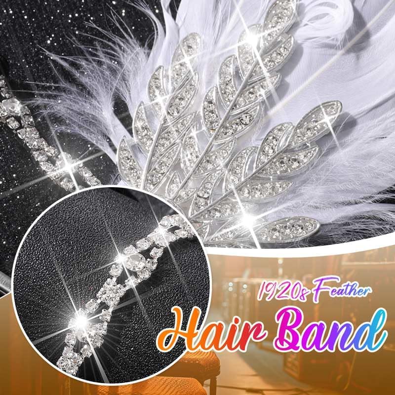 Latious Feather ヘッドバンド ブラック 1920年代 ファシネーター ヘアバンド ヴィンテージ 20代 女性用ヘアア