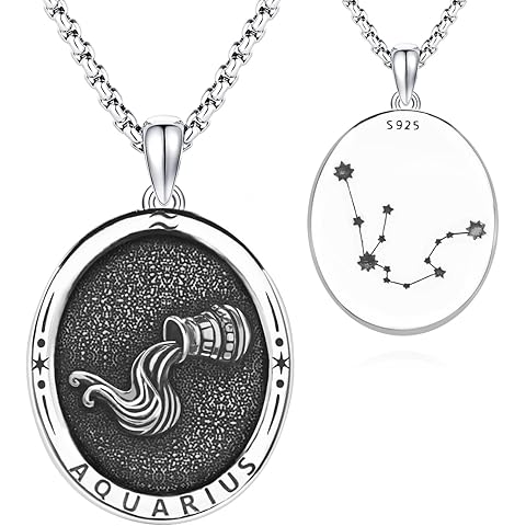 925 Sterling Silver Zodiac Constellation Necklace with Stainless Steel Chain 22