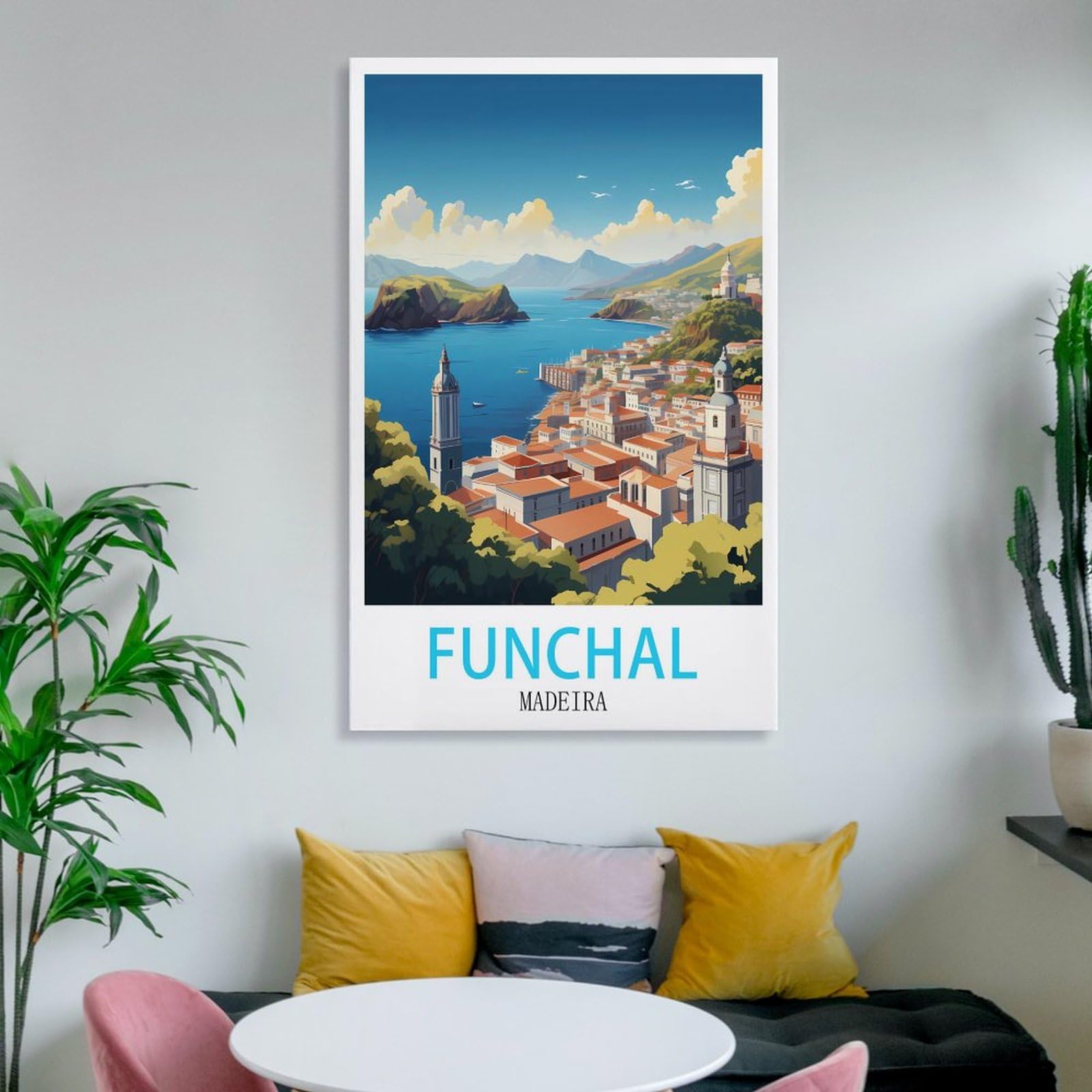 HXHNFERR Funchal Madère Poster vintage de voyage sur toile 40 x 60 cm
