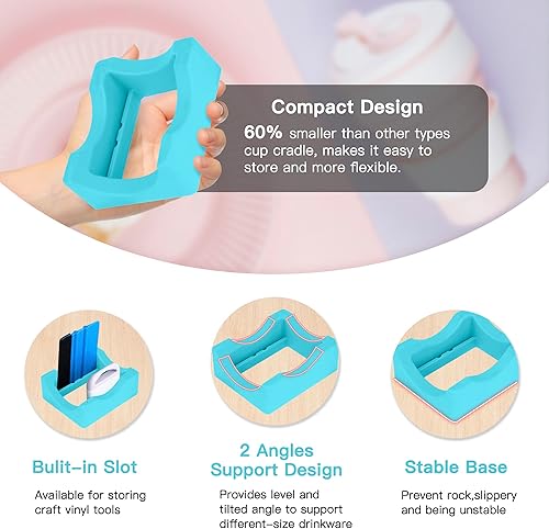 Miniatura 3 de Base de silicona para vaso con ranura integrada, soporte para vasos para manualidades, para aplicar calcomanías de vinilo para vasos y alineación