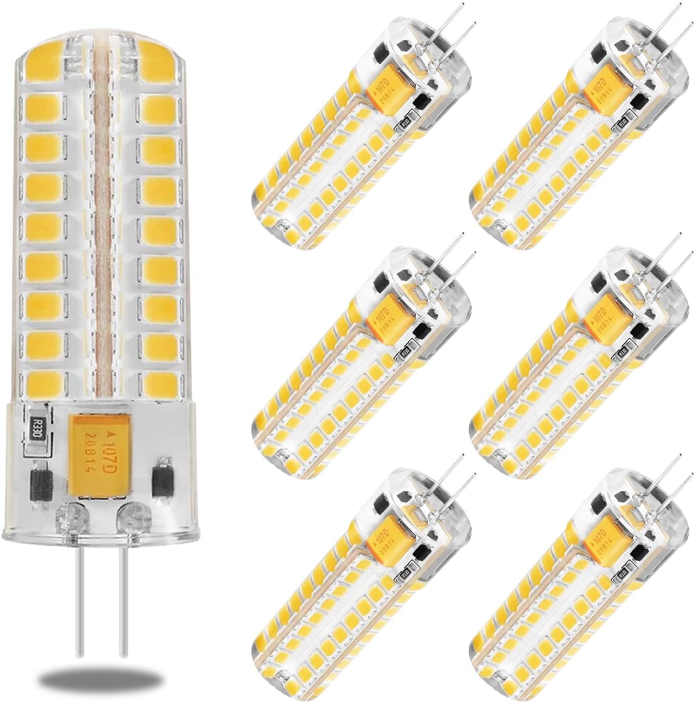 G4 Bombilla LED, 7W Regulable 72LED Beads 600LM 2835SMD g4 Bi-pin Luces Led Bombillas de maíz AC 12V Ángulo de haz de 360 ° para la iluminación del paisaje del hogar, Paquete de 7,Cold white