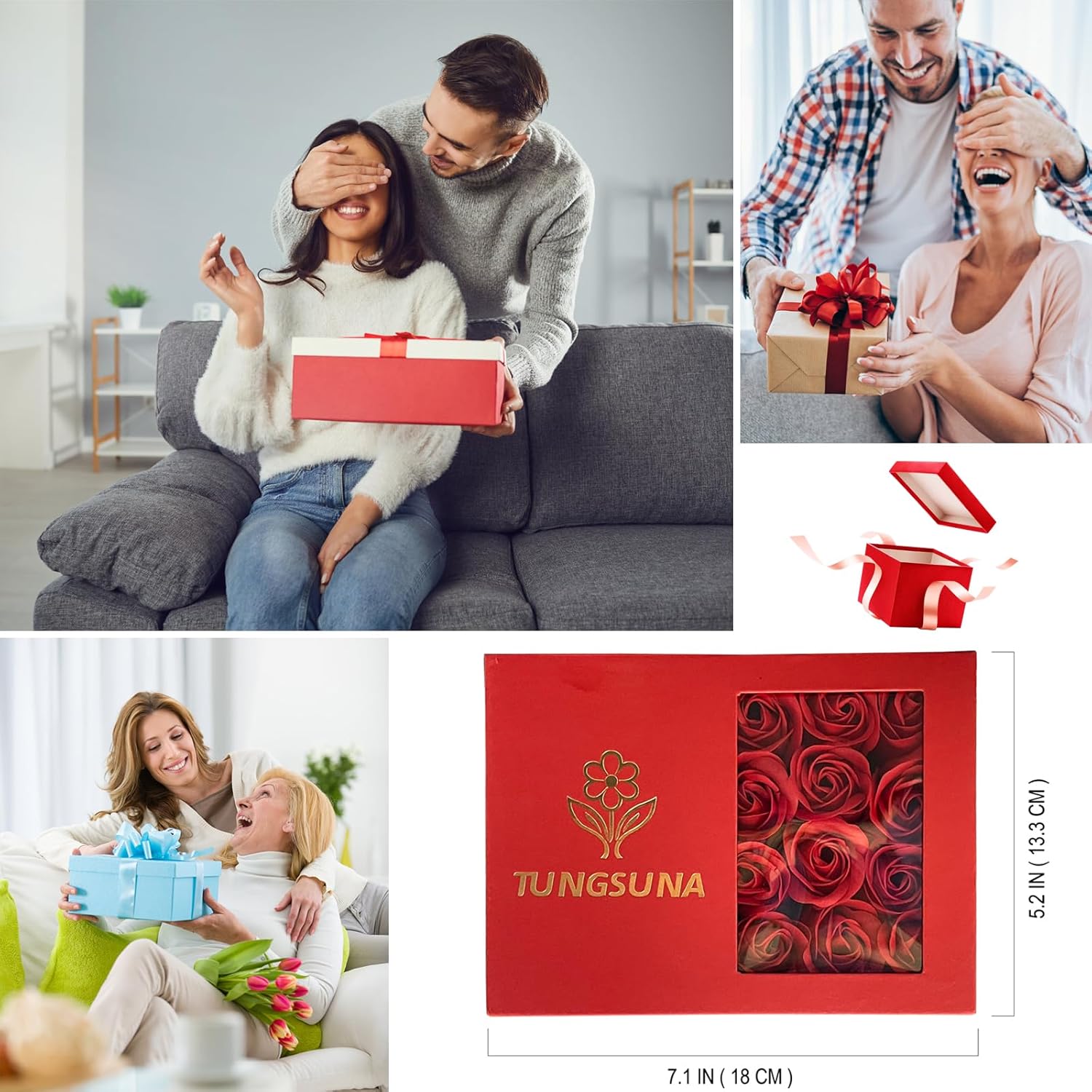 Mothers Day Gift For Mom Grandma Roses Flowers With Blind Box Pearl Necklace For Valentine's Gift For her, Girlfreind, Wife, Women, Artificial Flower Preserved Roses For Delivery, Birthday Gifts for Her Red - Image 3