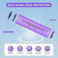 Vista 4 de Batería recargable de 3,7 voltios, 3000mAh batería plana superior para linternas LED, faro