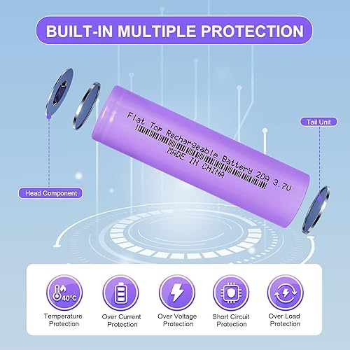 Miniatura 4 de Batería recargable 18650 de 3,7 voltios, baterías de litio de la parte superior plana de la batería 3000mAh para las linternas del LED, faro