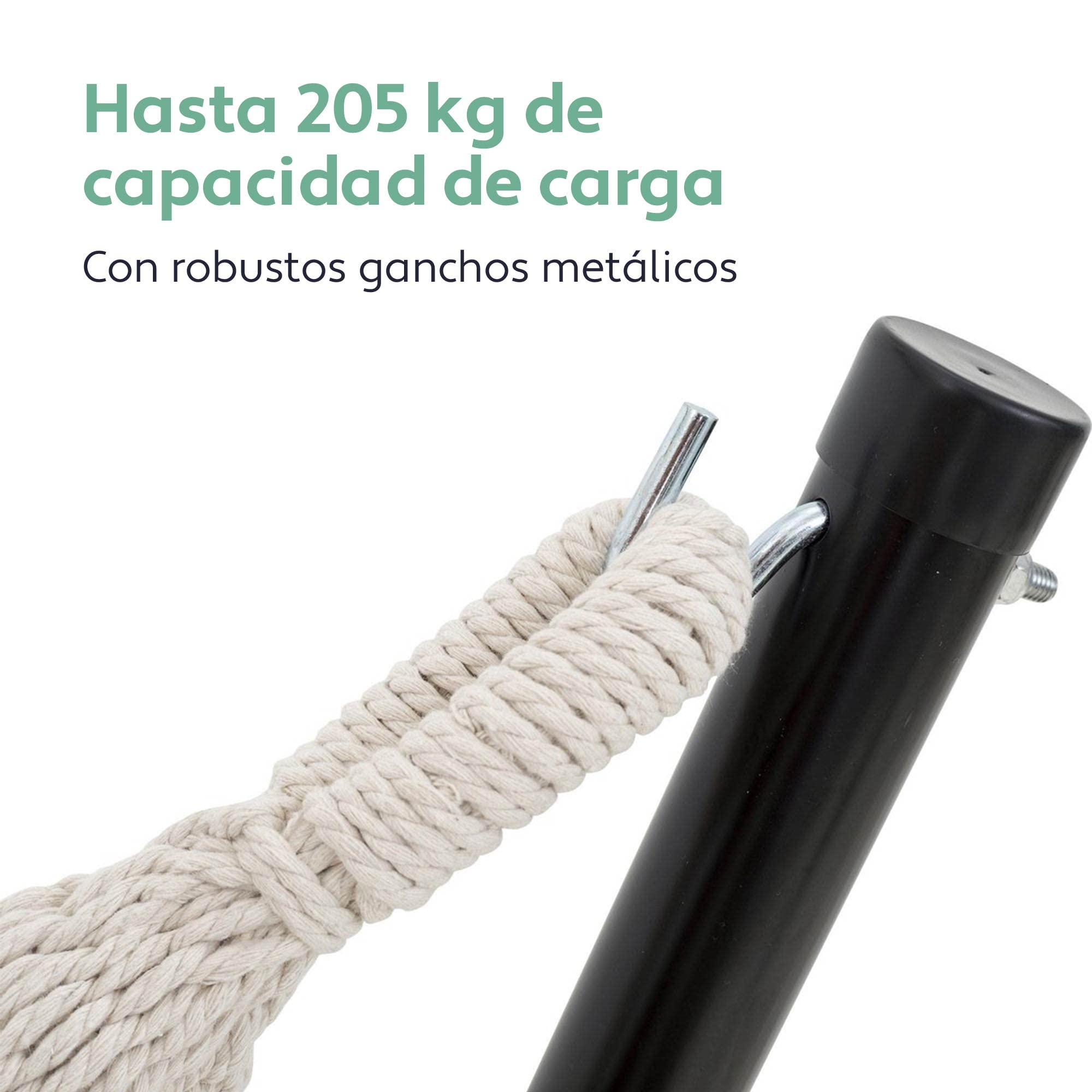 Vita5 Soporte Hamaca Jardin y Mesita Auxiliar - Hamaca 2 Personas de Acero Duradero Carga 205kg – Estructura de Hamacas para Interior y Exterior - Montaje sin Herramientas