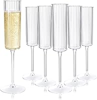 Vista 1 de Paquete de 36 copas de champán de plástico transparente, copas de champán desechables acanaladas de 6 onzas, copas de mimosa vintage transparentes