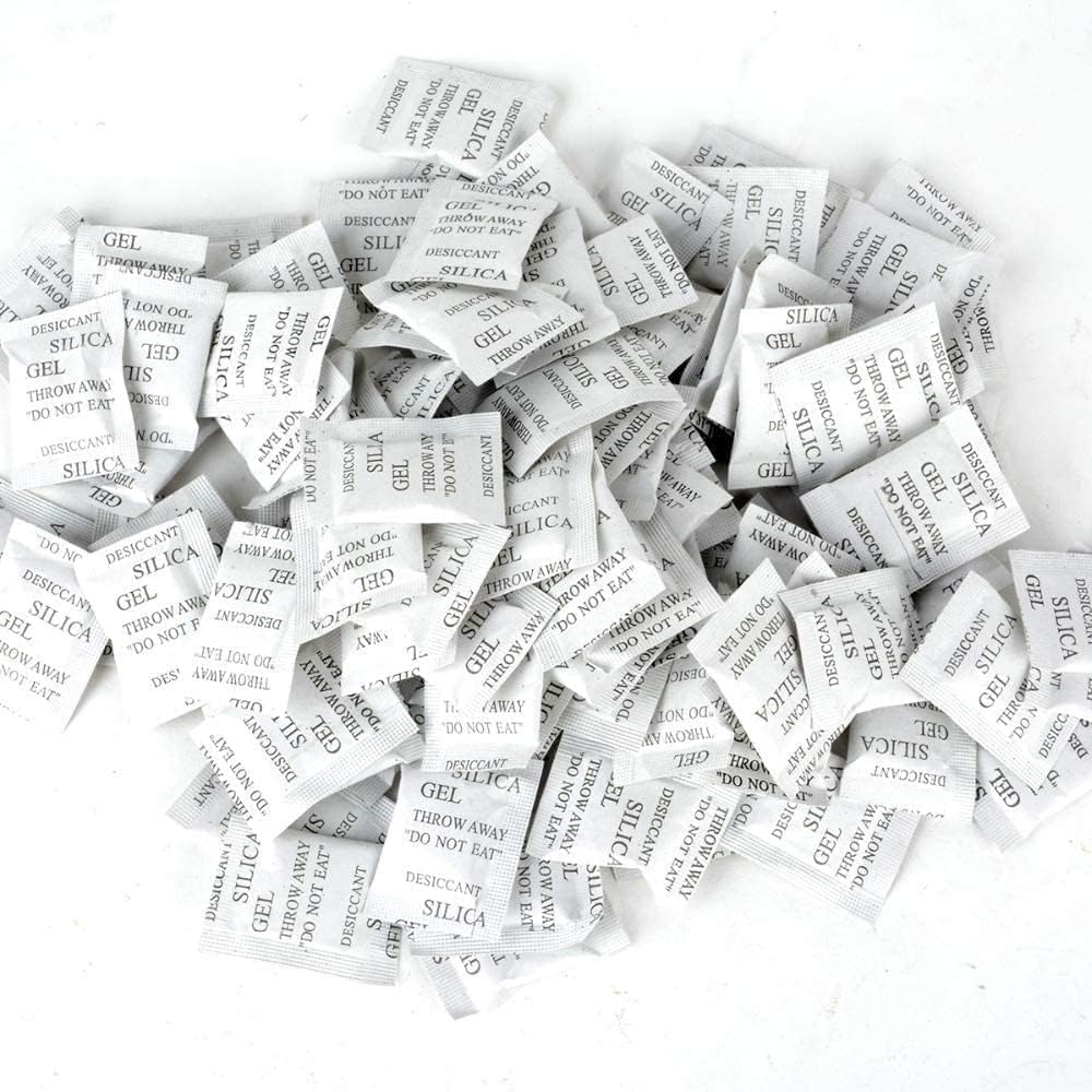 100 Packs Non-Toxic Silica Gel Desiccant Moisture Absorber Dehumidifier,（ 1 g per pack）