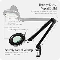 Vista 5 de Brightech LightView Pro lámpara con lupa y luz LED, intensidad regulable, con luz cálida o fría y ajuste de temperatura de luz LED - Muy brillante