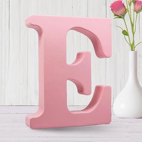 Miniatura 10 de Aocean Letras de madera rosa de 6 pulgadas, letras de madera sin terminar para decoración de pared, letras decorativas de pie en rodajas, tablero