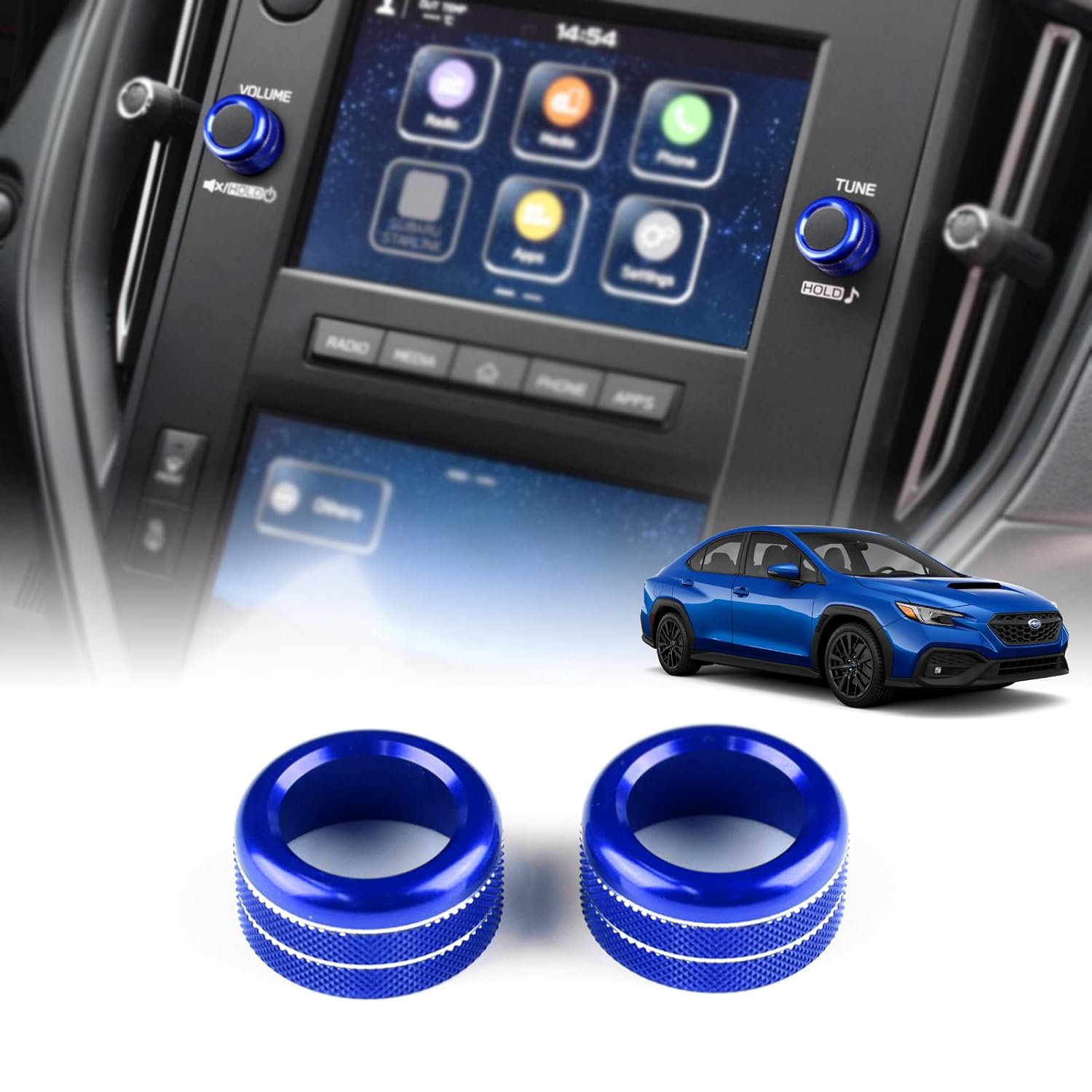 KUNGKIC for 2022 2023 2024 2025 Subaru WRX Audio Volume Tune Knob Button Cover Sport Style Interior Decorated Aluminum Alloy Knob Ring Covers Accessories