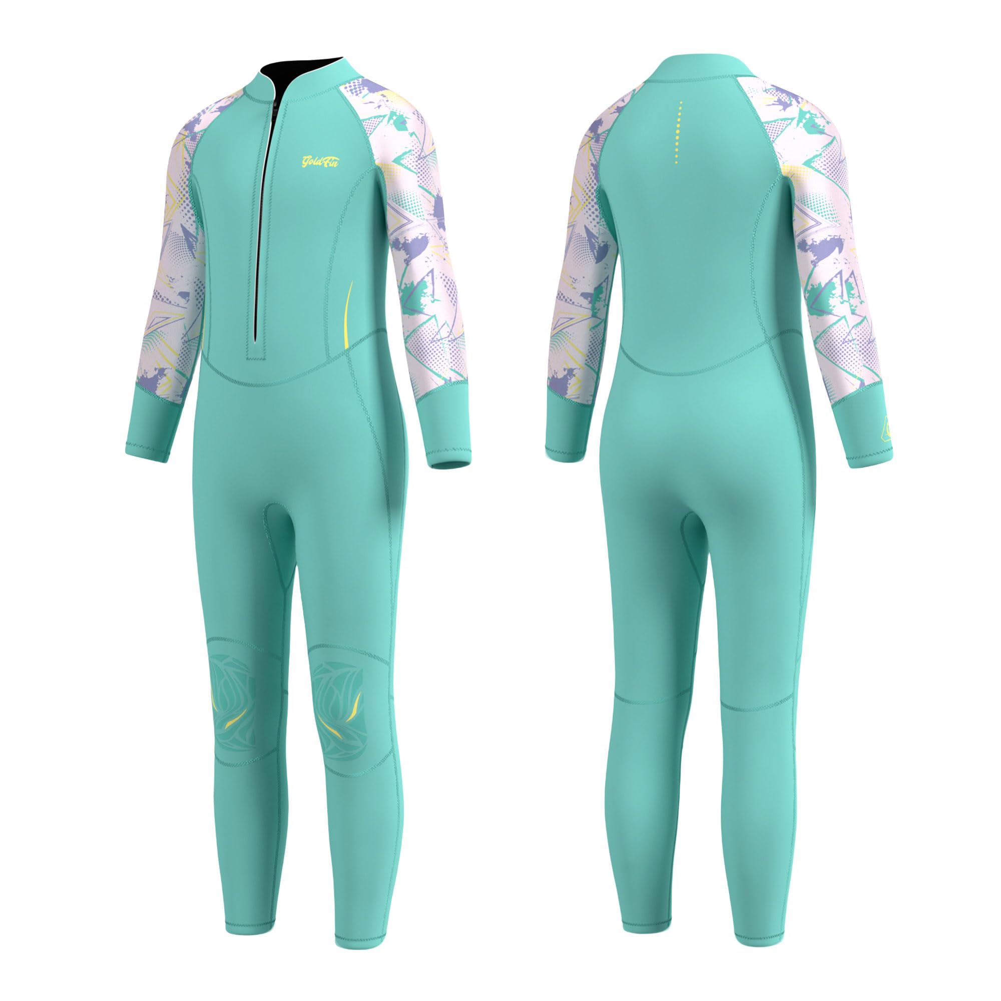 Photo 1 of GoldFin Kids Wetsuit, Toddler Wetsuits Girls 2mm Neoprene Front Zip Fullbody Wet Suit Keep Warm in Cold Water Swimming Surfing Snorkeling Kayaking, Green Size 8