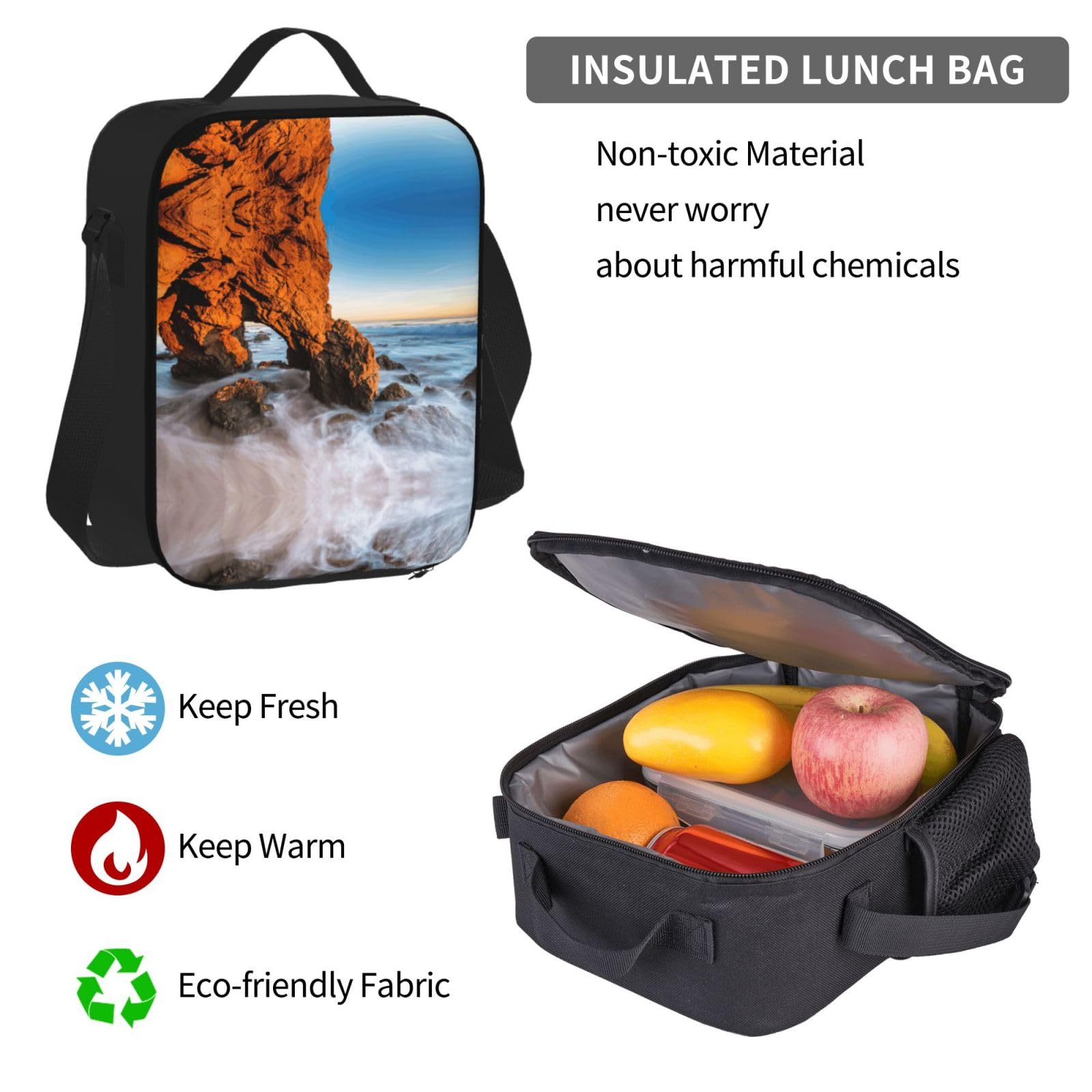Plaża Malibu plecak dziecko chłopcy dziewczęta pudełko na lunch szkoła torba zestaw uczniów szkoły student prezent, Czarny, One Size, Bagaż