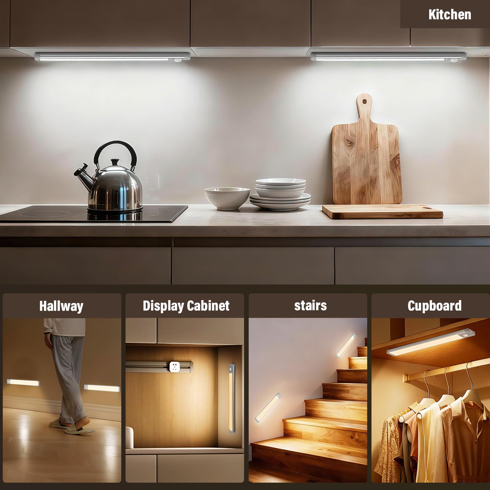 Illuminazione per armadio da incasso da cucina a LED sensore di movimento