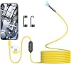 DEPSTECH Endoscope Camera with Lights, 7mm Slim Probe Borescope Inspection Camera with Bluart 3.0 Tech, 16.4ft Semi-Rigid Cable, IP67 Waterproof Snake Camera for IOS 12.0 Device,Gadget for Men-Yellow