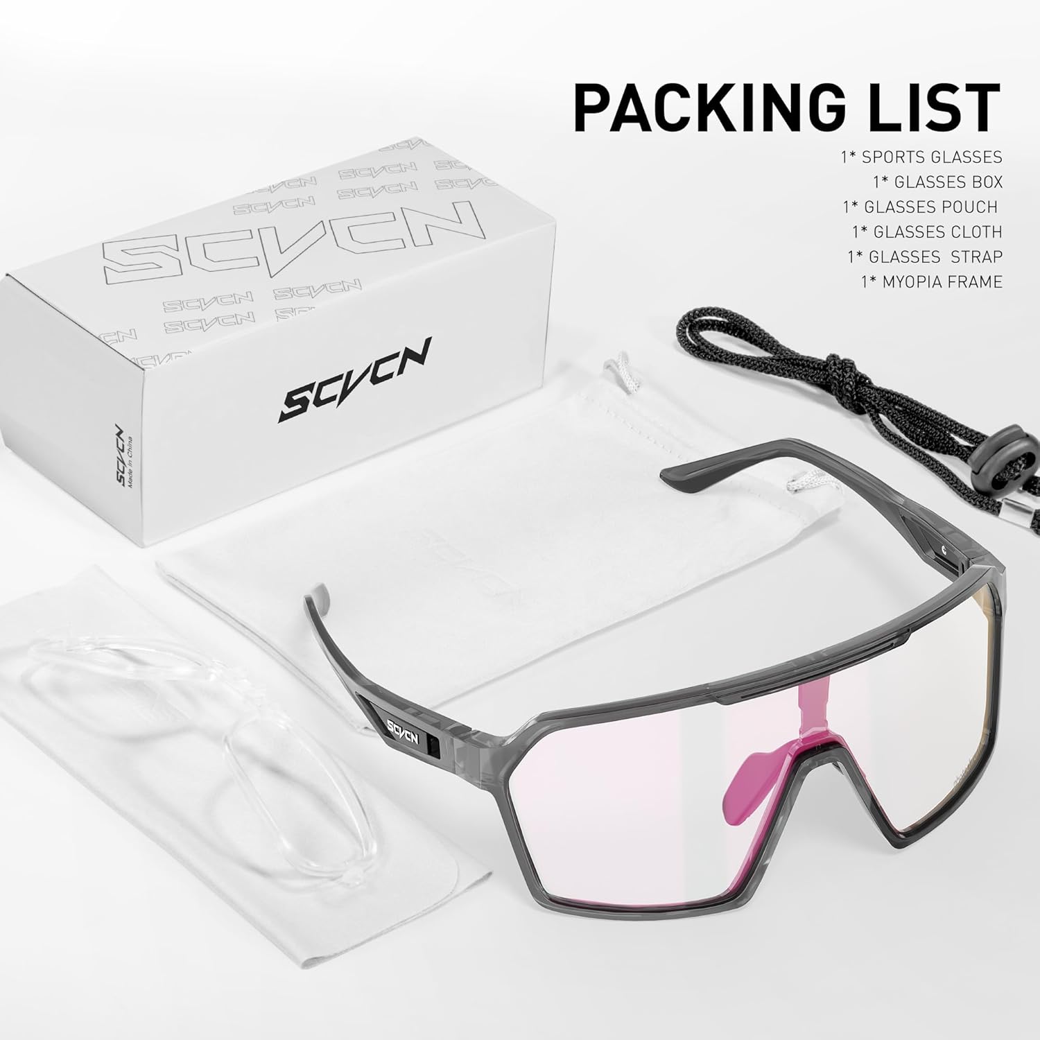SCVCN Photochromic Cycling Glasses Men Women Clear Mountain Bike Sunglasses Sports Baseball Riding MTB S327