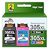 KINGWAY 305XL Ink Cartridges Replacement for HP 305 Ink Cartridges Black and Colour Remanufactured for HP DeskJet 2700 2710 2720 2722 Plus 4100 4120 4130 Envy 6000 6010 6020 6030 6032 6400, 2 Packs KINGWAY 305XL Ink Cartridges Replacement for HP 305 Ink Cartridges Black and Colour Remanufactured for HP DeskJet 2700 2710 2720 2722 Plus 4100 4120 4130 Envy 6000 6010 6020 6030 6032 6400, 2 Packs