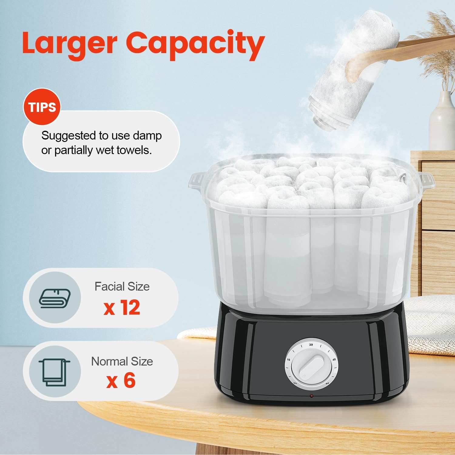 Hot Towel Warmer, Rapid Heating Towel Steamer for Facials can Hold 12 Mini Wet Towels, Portable Mini Towel Warmer for Bathroom,Spa and Salon.