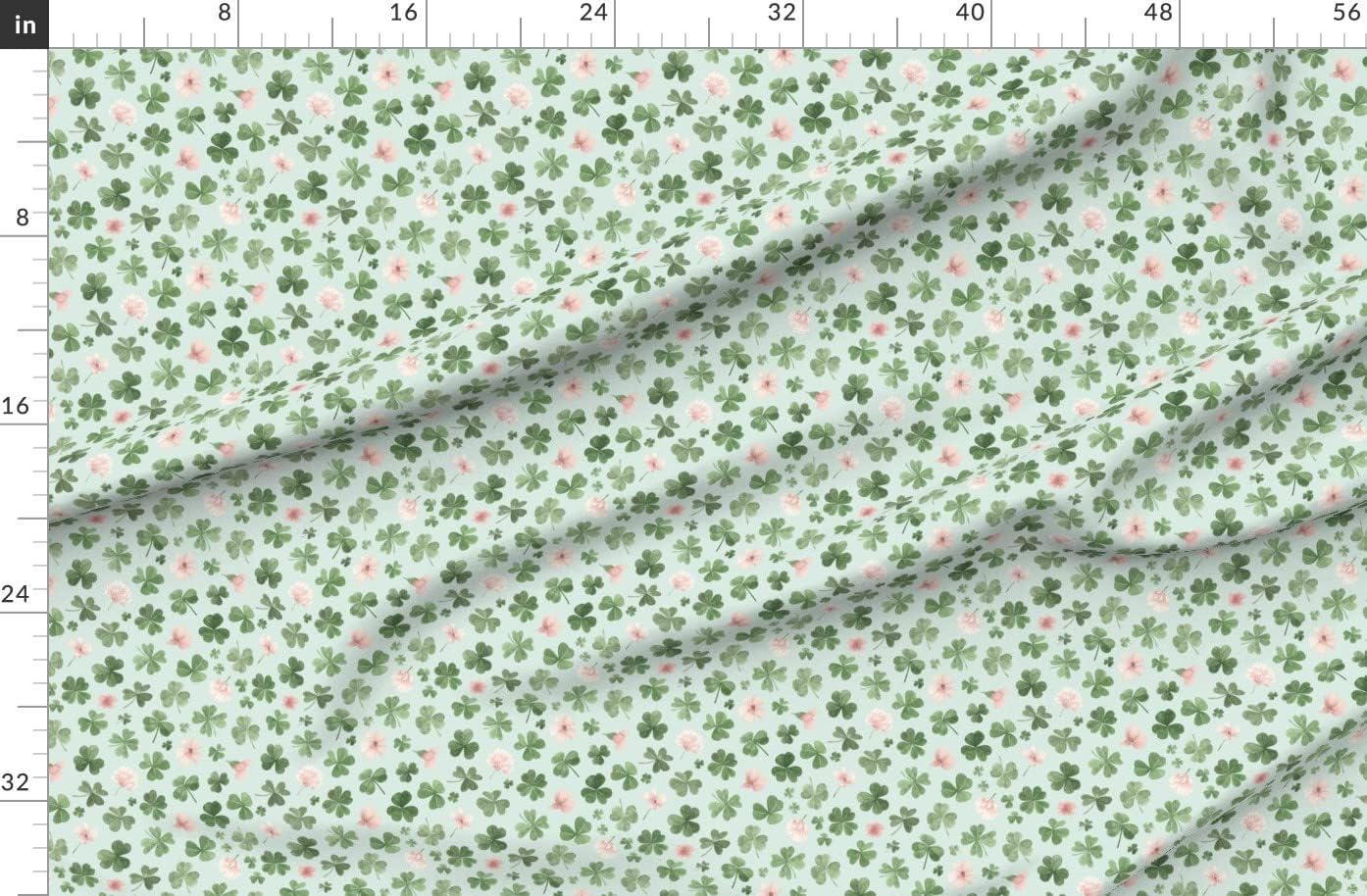 Spoonflower Fabric - St. Patrick's Day Clovers Shamrocks Watercolor Irish Holiday Ireland Printed on Organic Cotton Sateen Fabric by The Yard - Sewing Quilting Apparel Home Decor