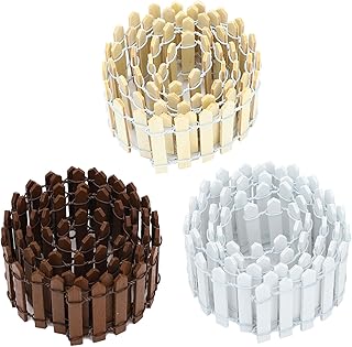ONEST 105 Inches Mini Fairy Garden Fence, 3 Pieces DIY Small Wood Decorative Picket Fence Miniature Ornaments for Dollhouse Home Plant Pot, Brown White Natural Color