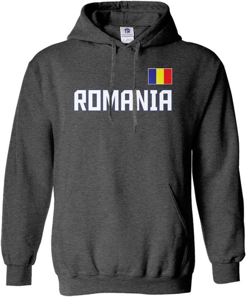 Threadrock Men's Romania National Pride Hoodie Sweatshirt