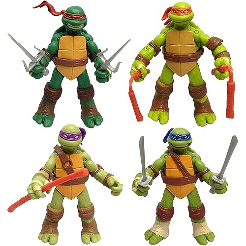 Turtle Action Figures 4.8" Turtles 4-Pack Figure for Decorations Collection Birthday Action Figures Gifts for Kids