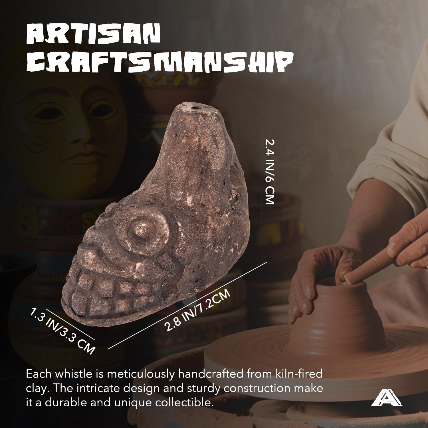 Aztec Death Whistle, Loudest Authentic Human Sounding Scream 125+ Decibels – Easy to Blow for Halloween & Collectors (Terracotta Color) - Image 3