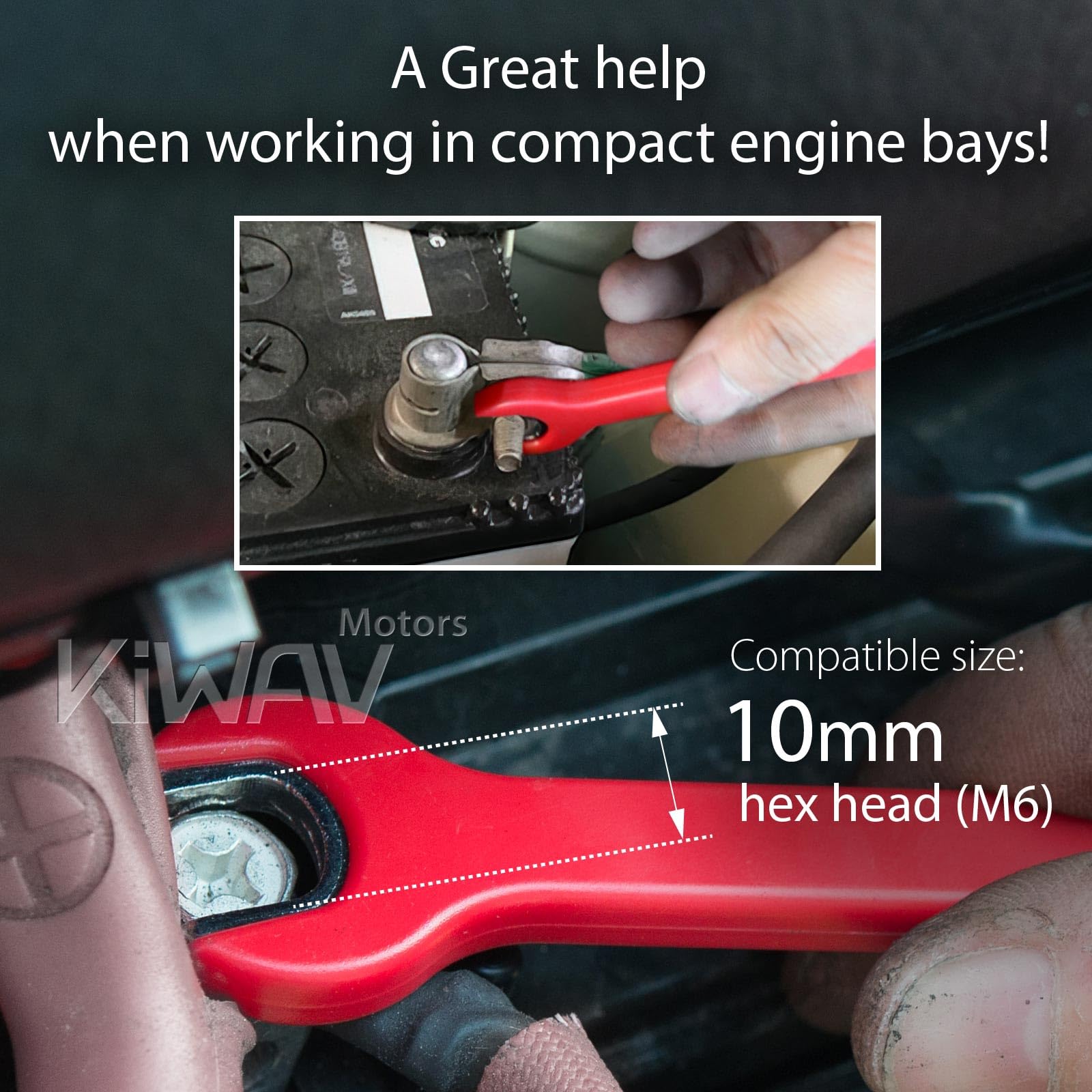 Amazon | KiWAV 車両整備用工具 ショート防止絶縁レンチ 赤 10mm六角頭
