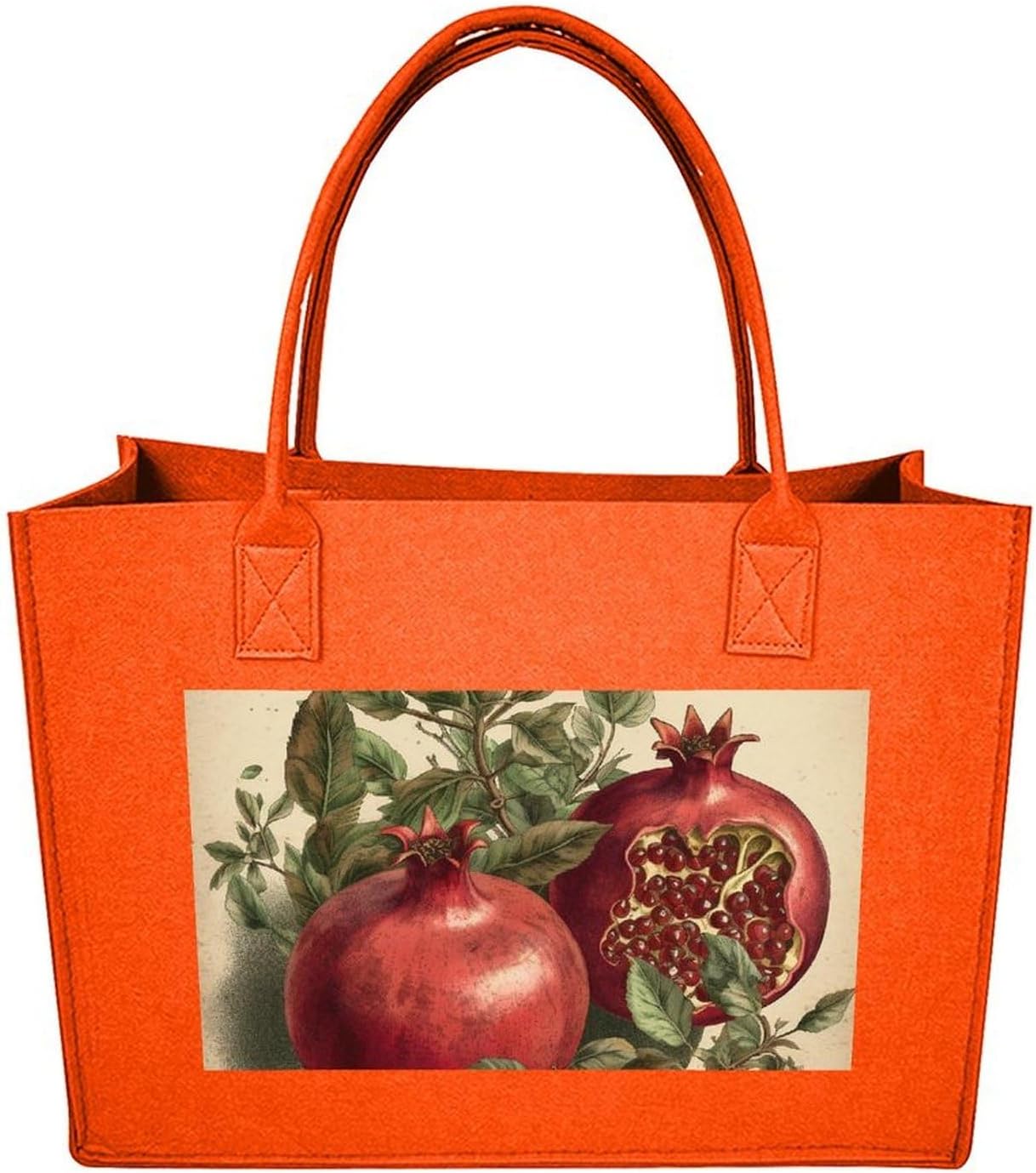 Berries of Pomegranate Tote Bag for Unisex, Large Felt Shopping Bag with Handles, Handbag, Reusable Gift Bag