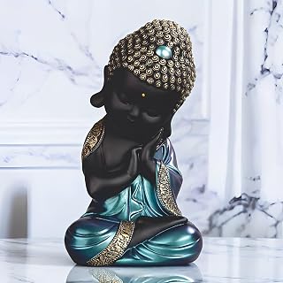 ICE ARMOR Hand Painted 8.25"H Blue& Black Sleeping Buddha Figurine Statue Sculpture Ornament Decoration Home/Room Decor Unique Gift Ideas for Housewarming Holidays Birthdays Great Collectible Addition