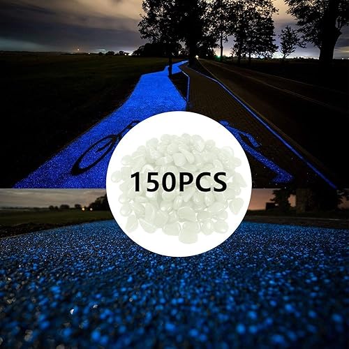 Vista 20 de 150 guijarros de jardín que brillan en la oscuridad para pasarelas y decoración (verde)