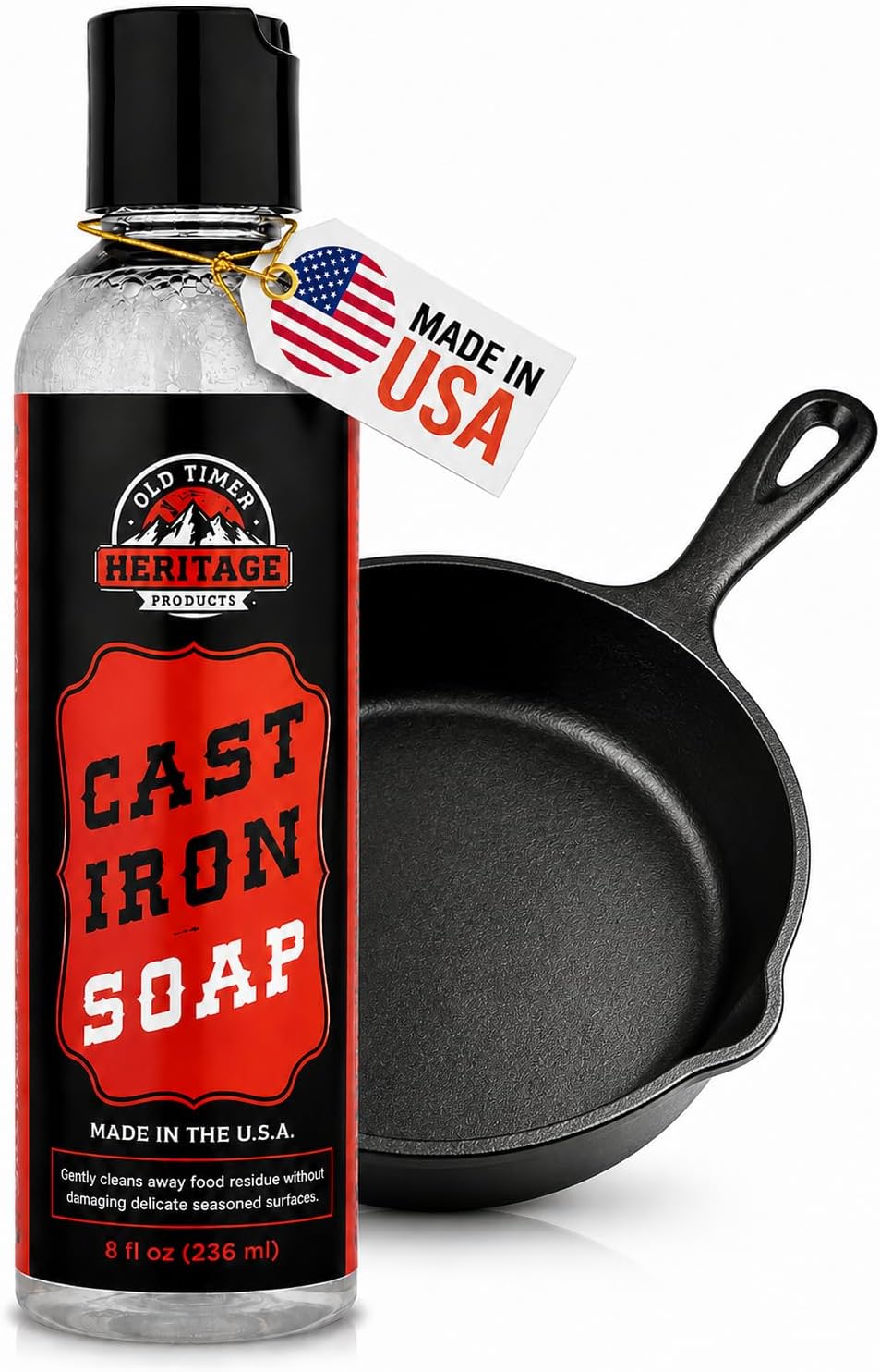 Heritage Products Cast Iron Soap – All Natural Skillet Cleaning Soap Cleans, Restores, Removes Rust from Griddle, Grill Grate, Dutch Oven - Cast Iron Cleaner for Home and Camping