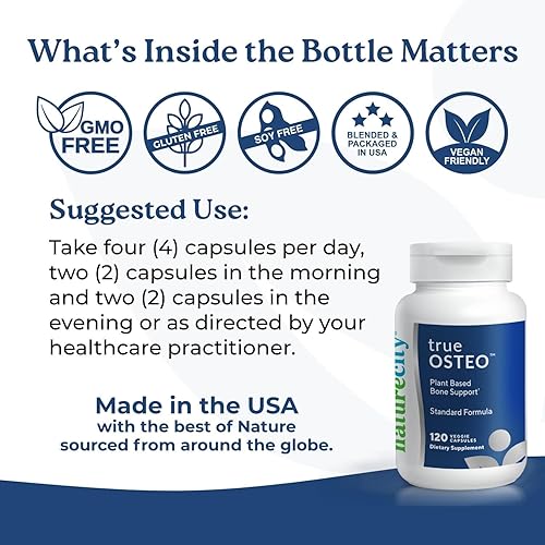 Miniatura 5 de NatureCity True-Osteo Suplemento a base de plantas para la fuerza ósea  AlgaeCal Calcio y magnesio, vitamina D3 a base de plantas, vitamina K2,