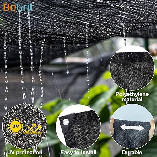 Miniatura 25 de BeGrit Paño de sombra para jardín 50% 6 x 10 pies con ojales, malla solar resistente a los rayos UV, red para plantas, invernadero, patio, gallinero