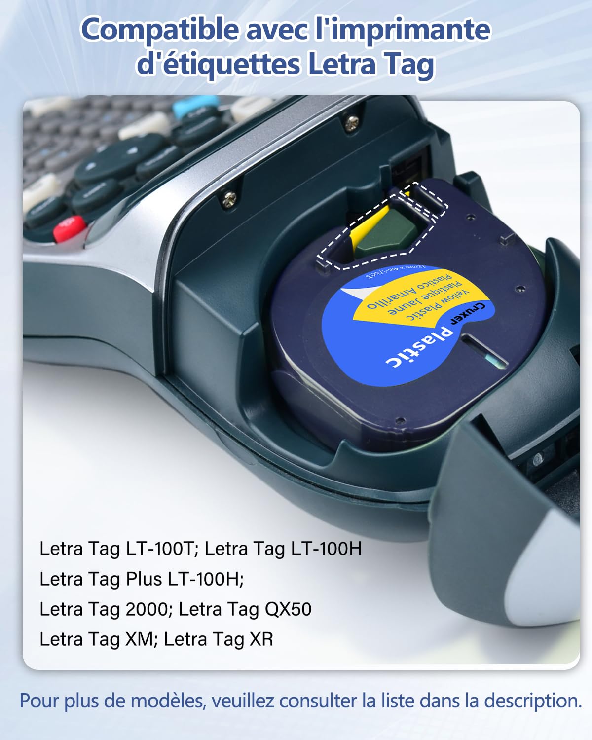 Lot de 200 Ruban Compatibles Avec Dymo Letra Tag 91332 Noir sur Jaune 12 mm