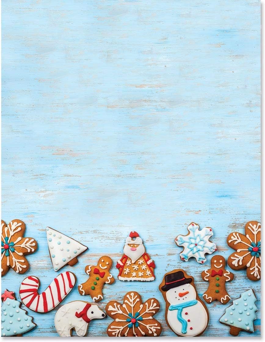 PaperDirect Rustic Christmas Cookie Delight Winter Holiday Theme Stationery, Border Paper, Letterhead 8.5 x 11, 100 sheets, Elegant Premium Writing Paper, Decorative Printer Paper