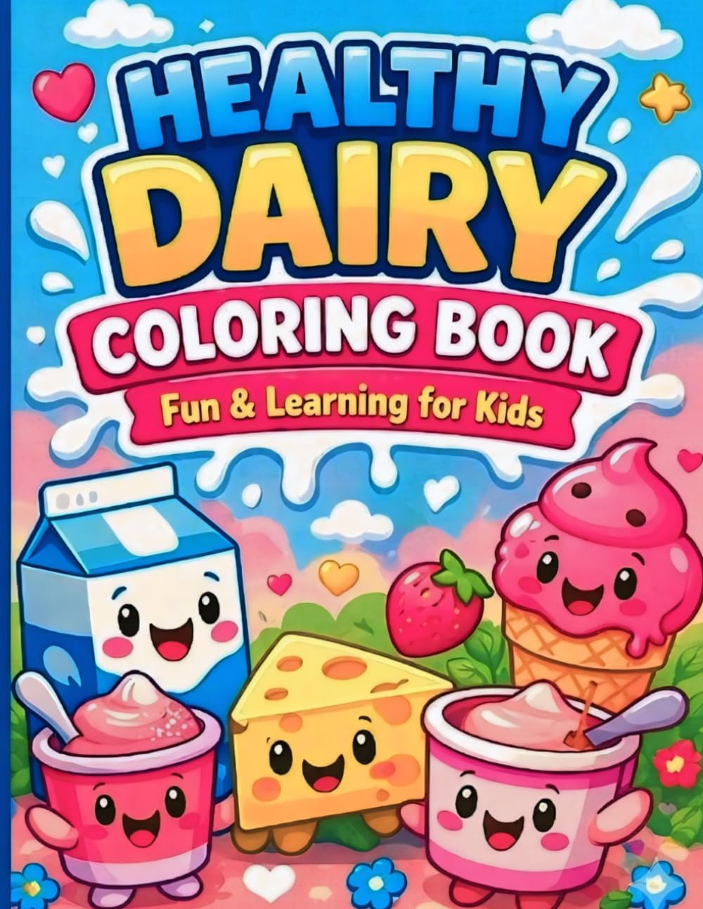 Healthy Dairy Coloring Book for Kids: Fun & Learning Activities with Milk, Cheese & Yogurt | Coloring, Tracing, Counting & More (Healthy food)