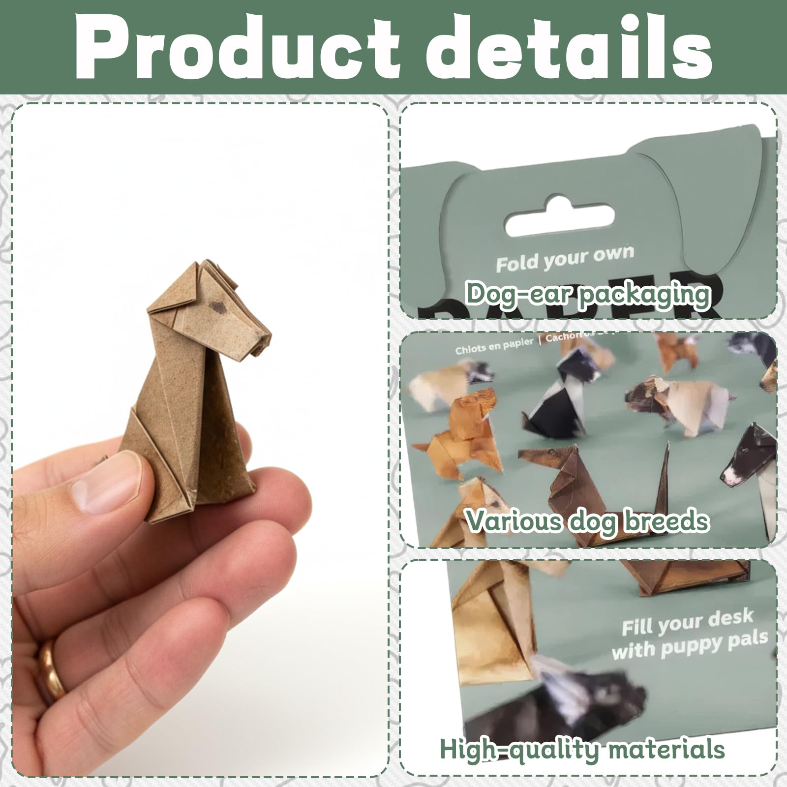 50PCS Paper Pups Origami, Paper Dogs Origami Set for Kids 6-12, Creative Craft Activity for Children Fun DIY Folding Project - Image 3