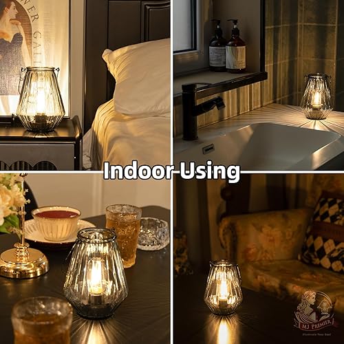 Miniatura 6 de Lámpara colgante a pilas, lámpara de mesa LED inalámbrica con temporizador, luces de linterna decorativas para decoración interior y exterior, para
