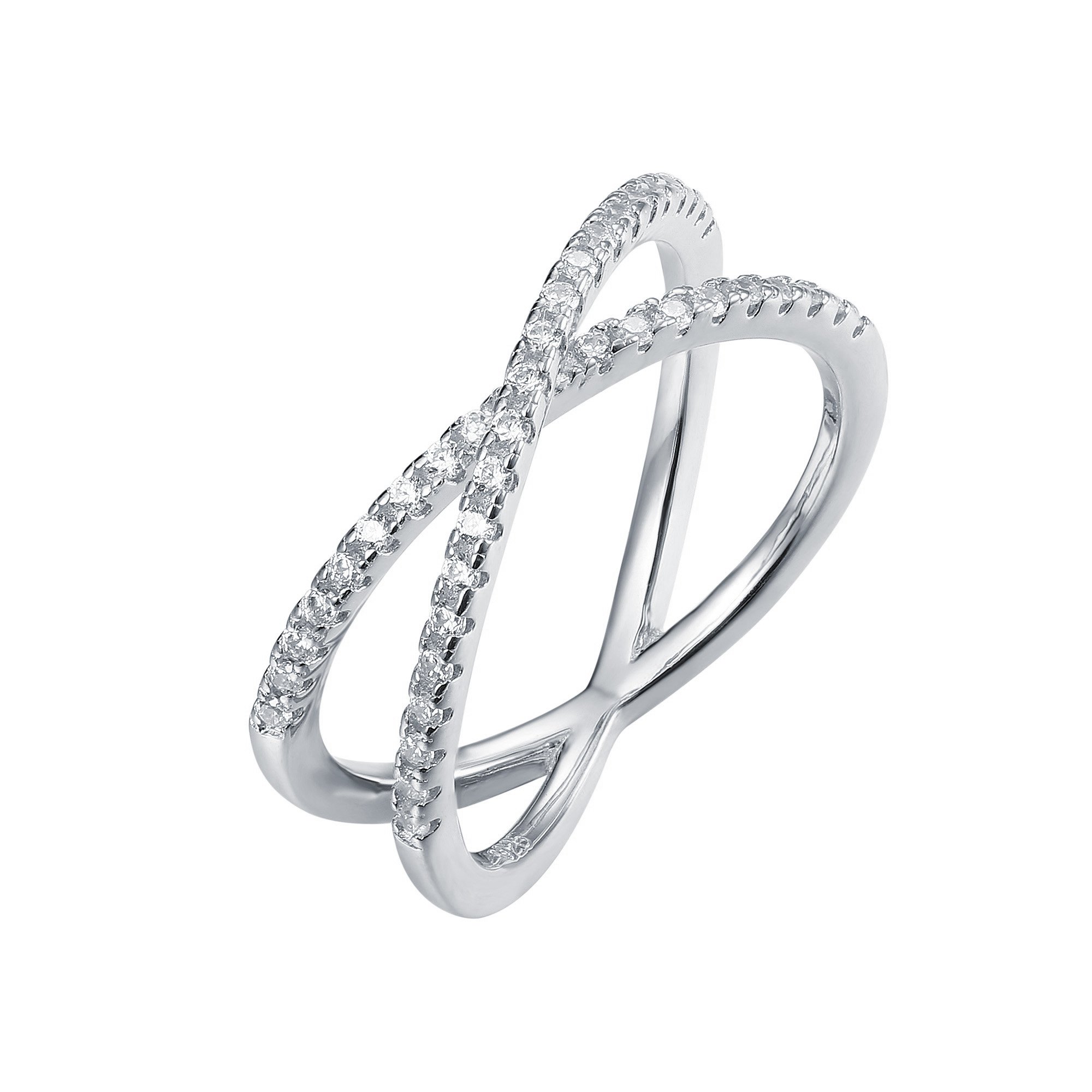 PAVOI14K Gold Plated X Ring Simulated Diamond CZ Criss Cross Ring for Women