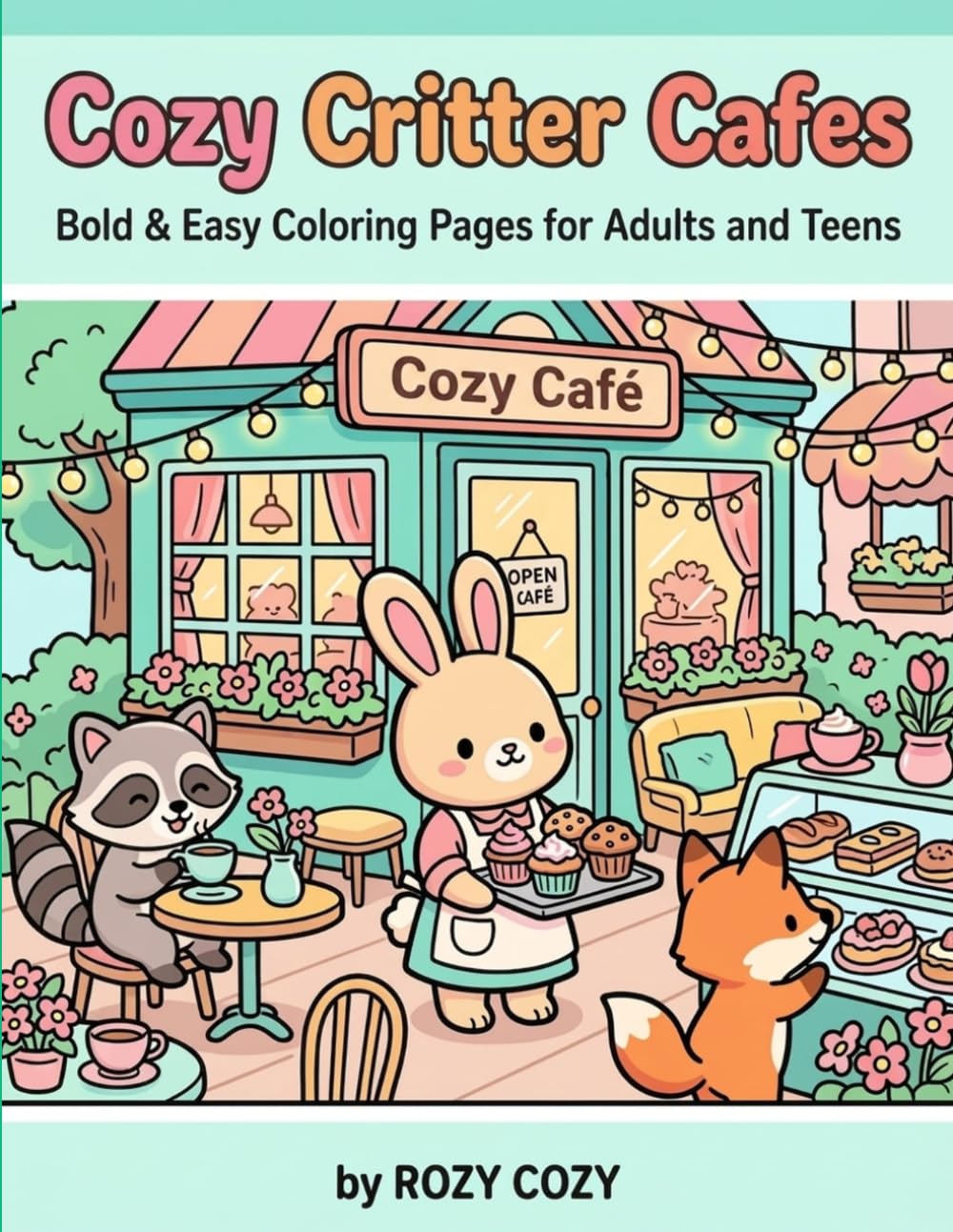 Cozy Critter Cafes: Bold & Easy Coloring Pages for Adults and Teens
