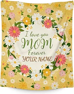 Personalized Gift of Blankets for Mather - Custom 40x50 Inch Fleece Throw to Mom Gifts - Yellow Soft Fuzzy Blanket for Festivals Holidays