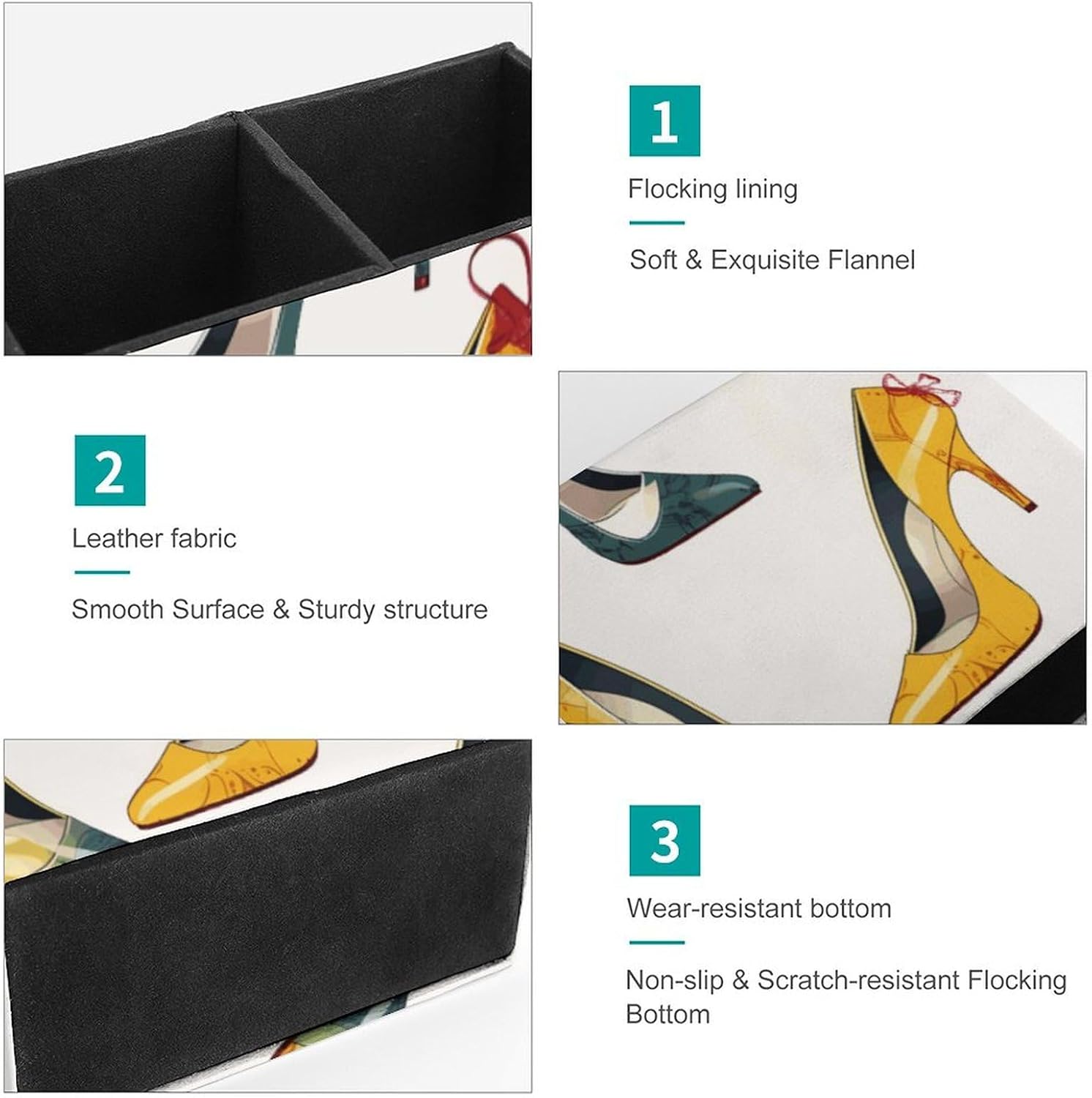 Lether Pen Holder for Desk - High Heel Shoes Pencil Holder Organizers for Desktop - Pencil Cup Stationery Organizer for Office Desk Accessory - Square Makeup Brush Srotage Box image 4