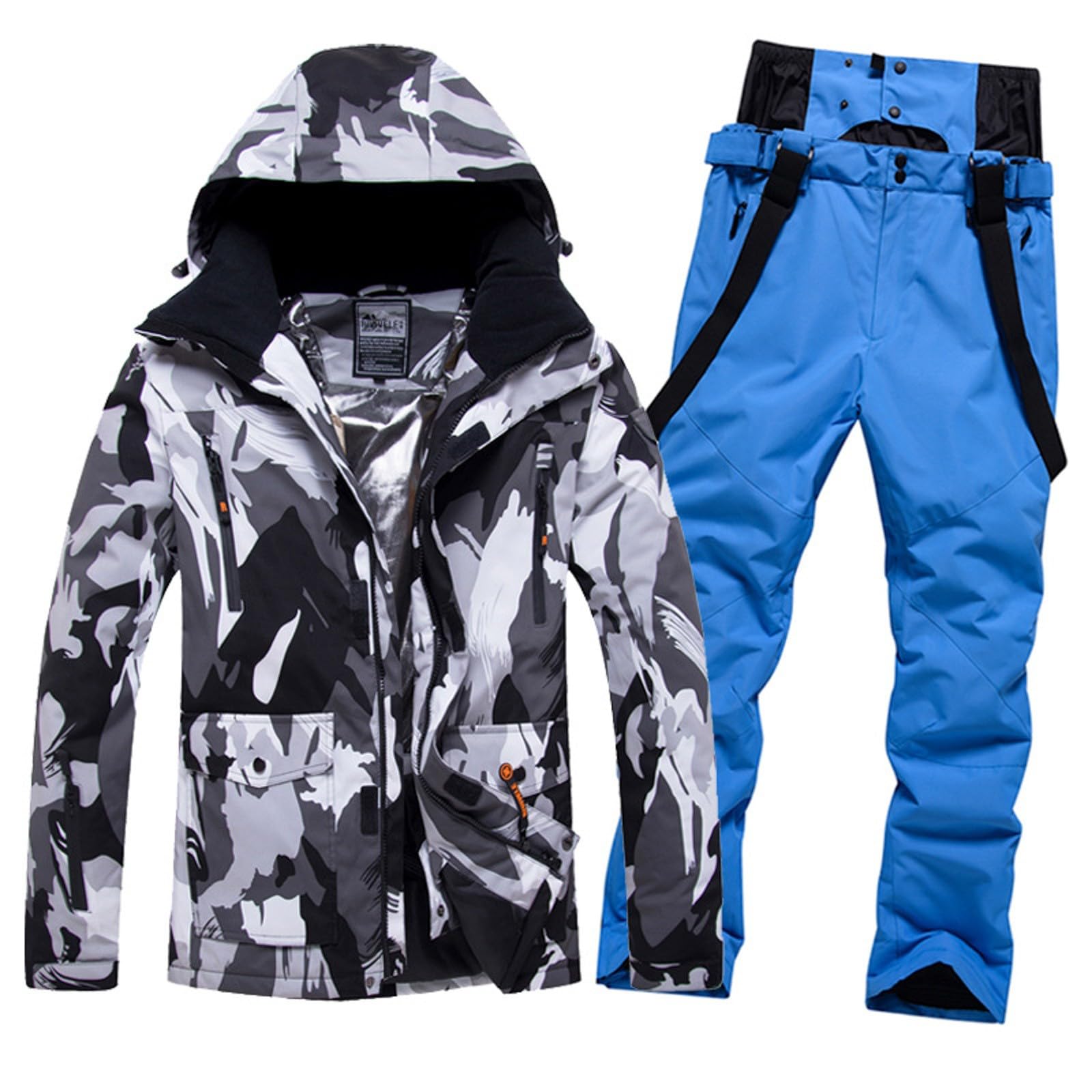 Generisch Skianzug Damen 2 Teilig Set: Skijacke Und Skihose Winddicht Skibekleidung Warme Schneeanzug Große Größen Ski Anzug Zweiteiler Skioverall Snowboardjacke