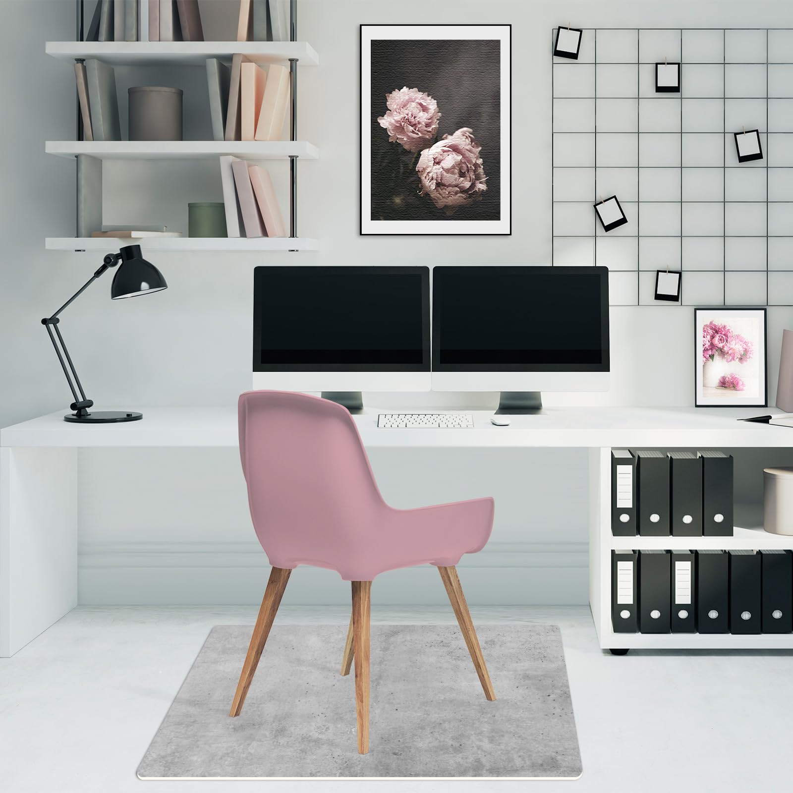 Flexible Schutzmatte aus Strapazierfähigem Printfloor - Schutzunterlage Unter Sessel, Stuhl - Anti-Rutsch - Schützt Boden vor Kratzern - Zimmerdekoration - 140x100 cm Grauer Beton
