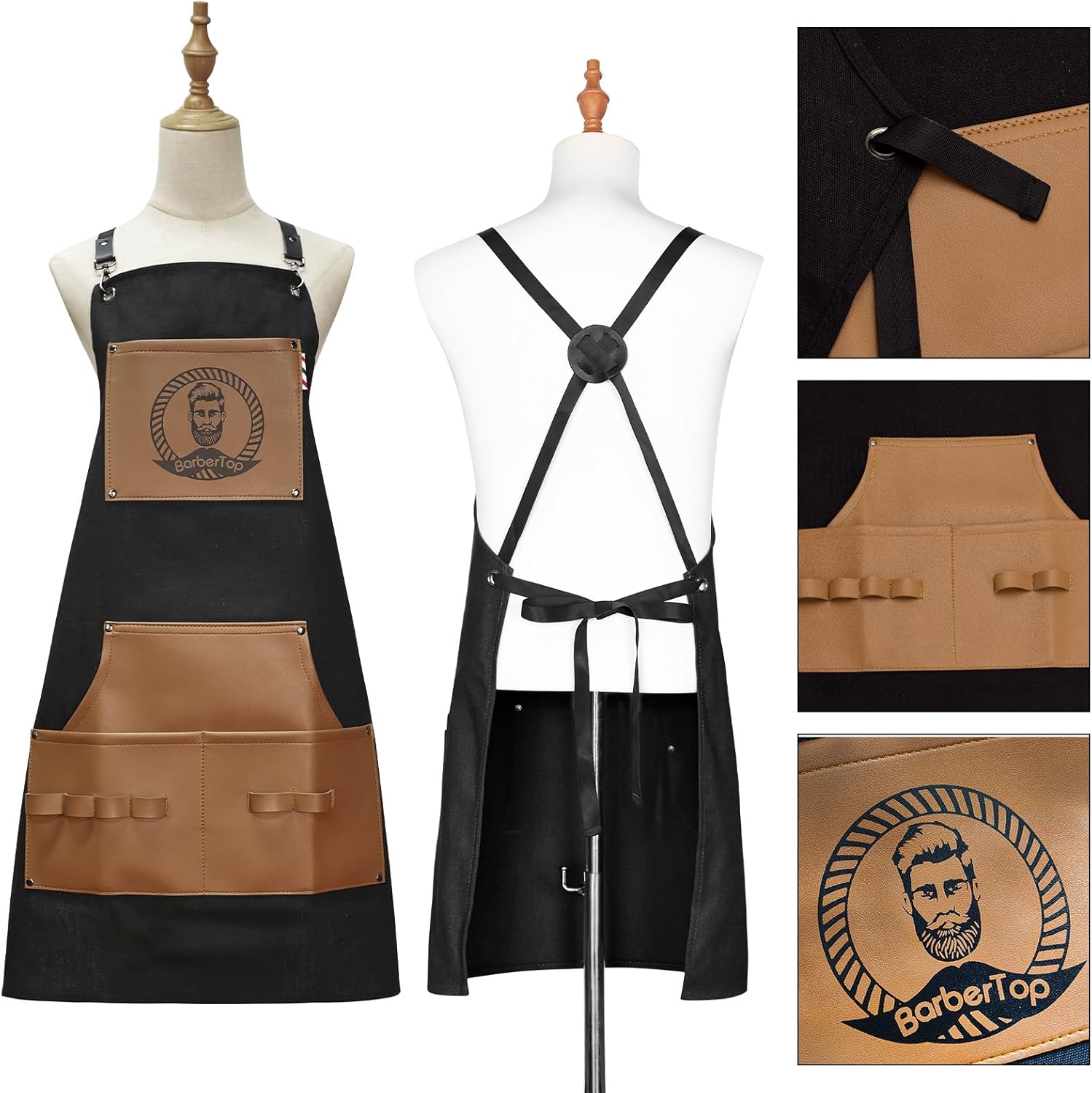 Barber Apron, Multi-Functional Work Apron for Hairdressing, Featuring Multiple Pockets for Organizing Hairdressing Supplies