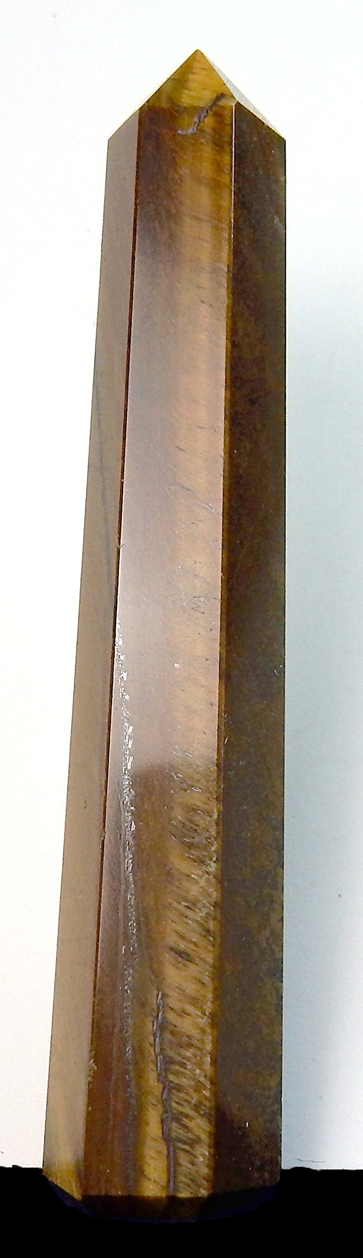 YuanKanJu Natural Tigers Eye Free Standing Obelisk Tower with 6 Facet Point, Charged Chakra Reiki Metaphysical Crystal Therapy