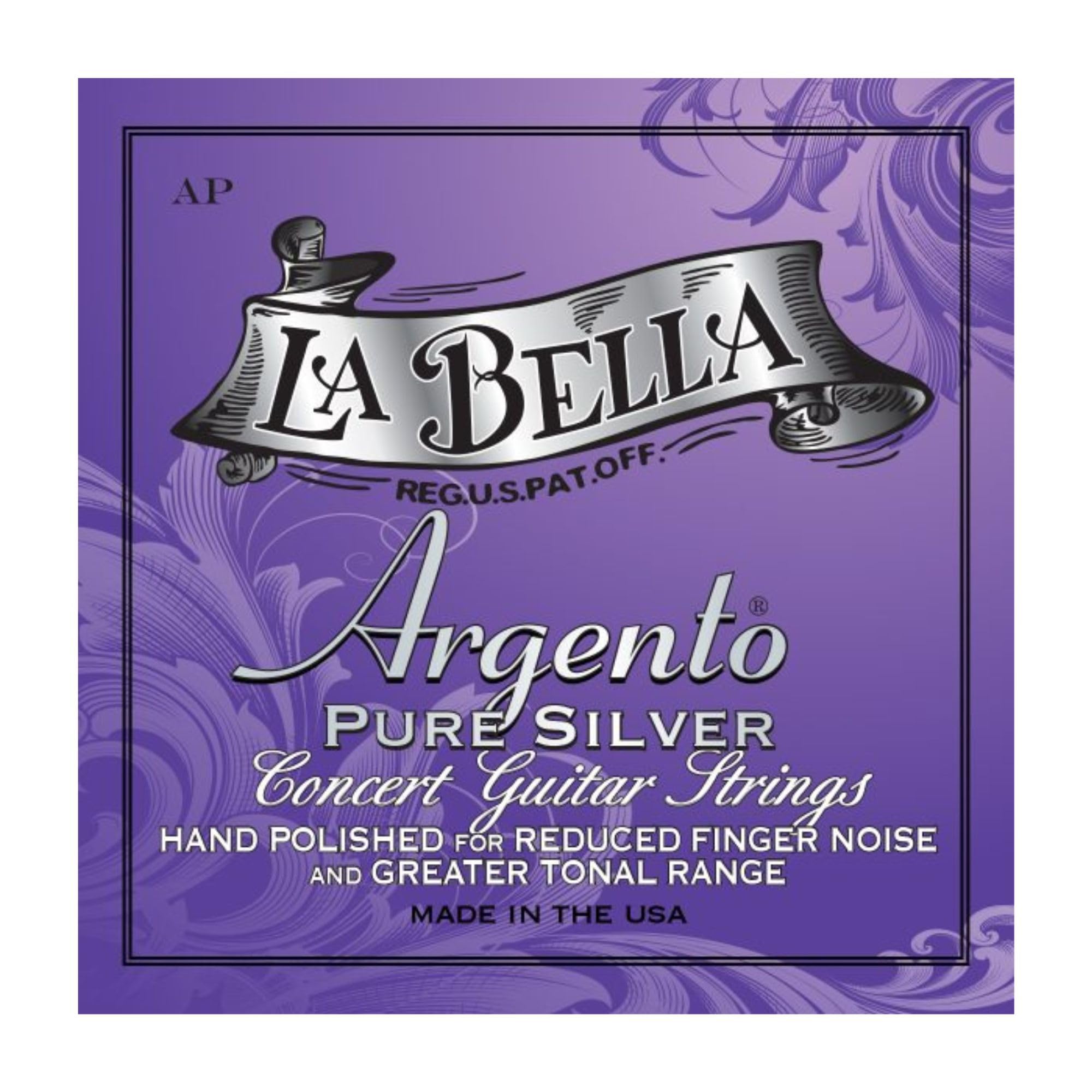 La Bella AP, Argento Pure Silver mano Polished, puede Cuerdas para guitarra clásica